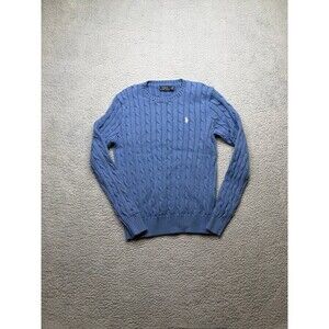 Polo Ralph Lauren cable knit classic classy sweater sz medium blue